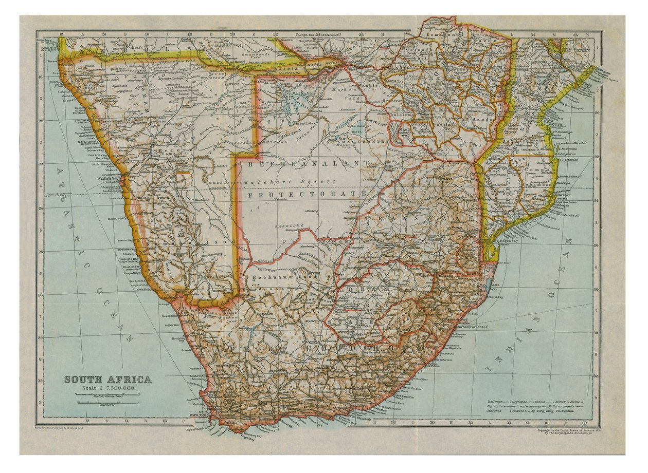 Kort over det sydlige Afrika, c1910 af Gull Engraving Company
