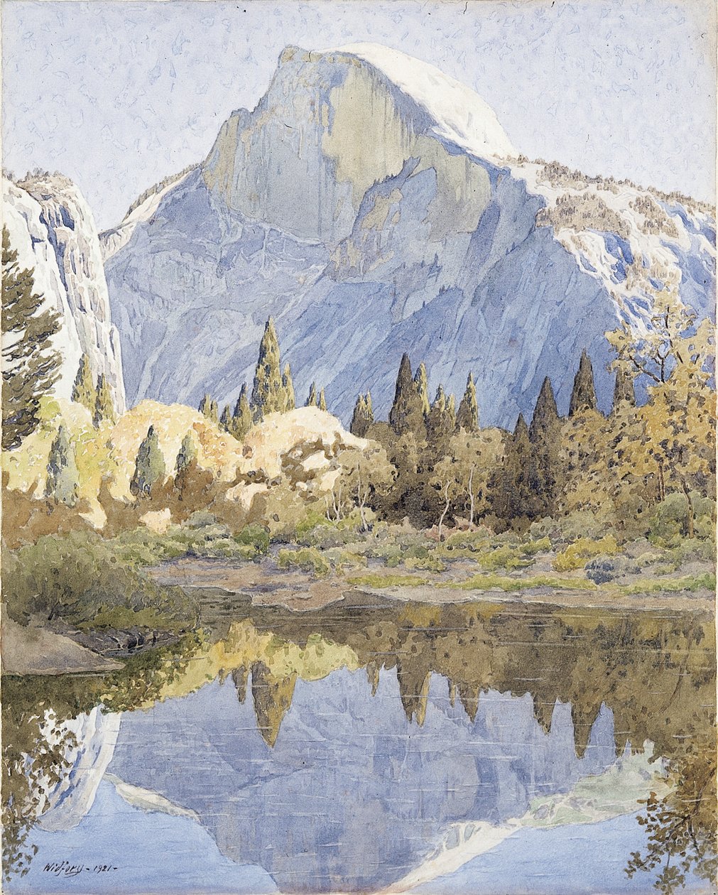 Half Dome og Mirror Lake af Gunnar Widforss