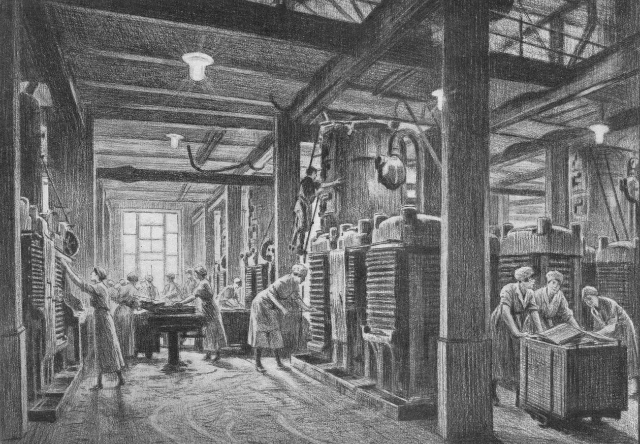 Et moderne oliefrøknusningsanlæg, c1918, 1918 af Gunning King