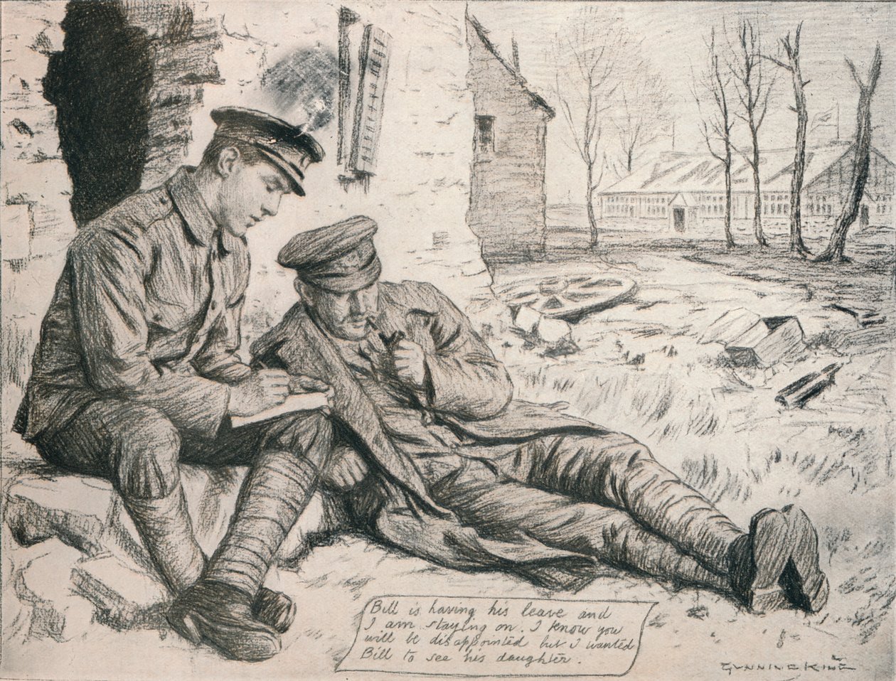 Brevet Hjem, c1917, 1918 af Gunning King