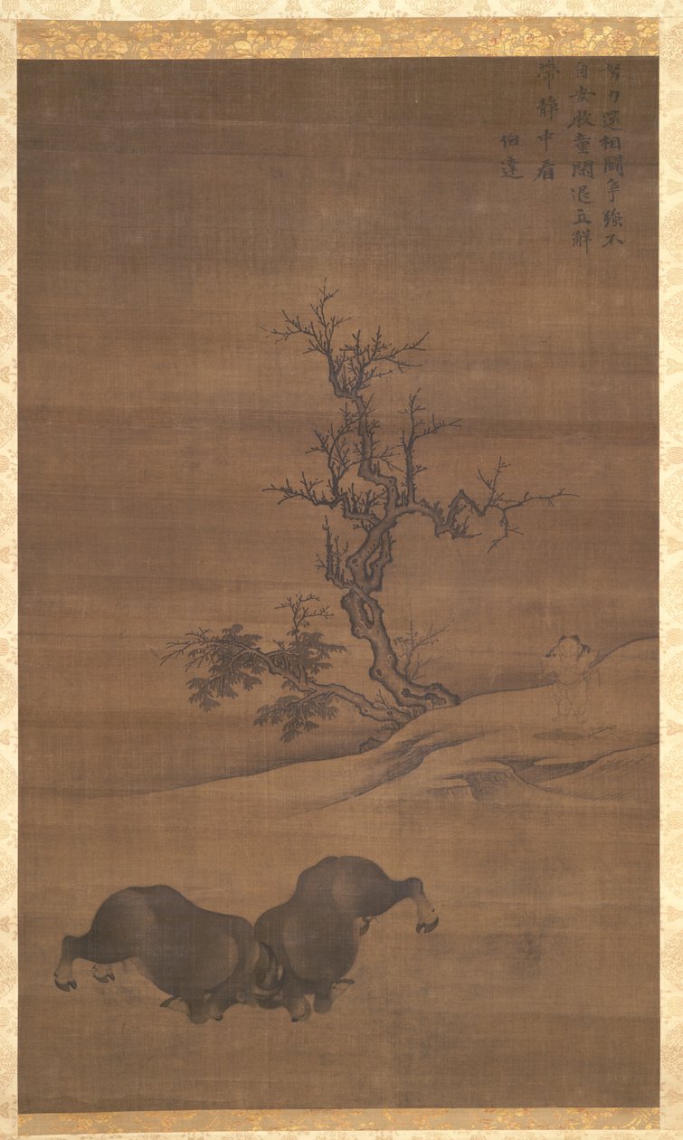 Herdboys and Buffalo in Landscapes, 1200-tallet. af Guo Min