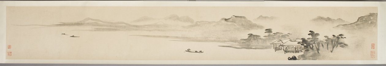 Landskab med fisker og digt (blæk på papir) (se også 351451-3) af Guo Xu Guo Xu