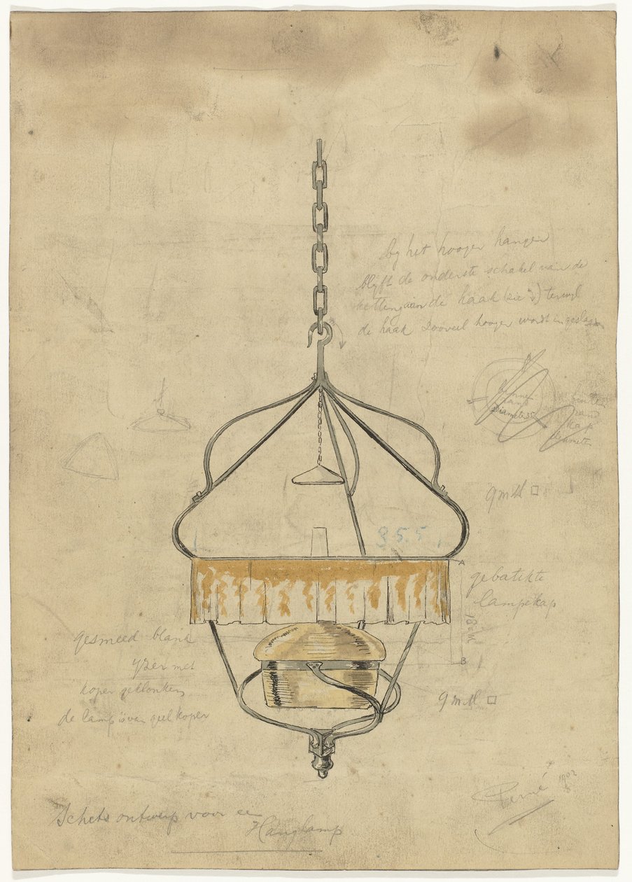 Design til en pendel af Gust van de Wall Perné (signed by artist)