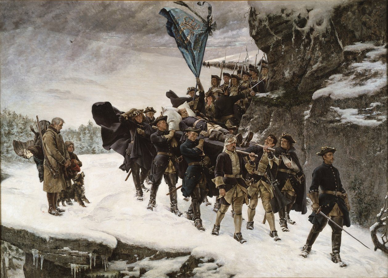Hjembringer liget af kong Charles XII af Sverige af Gustaf Cederström