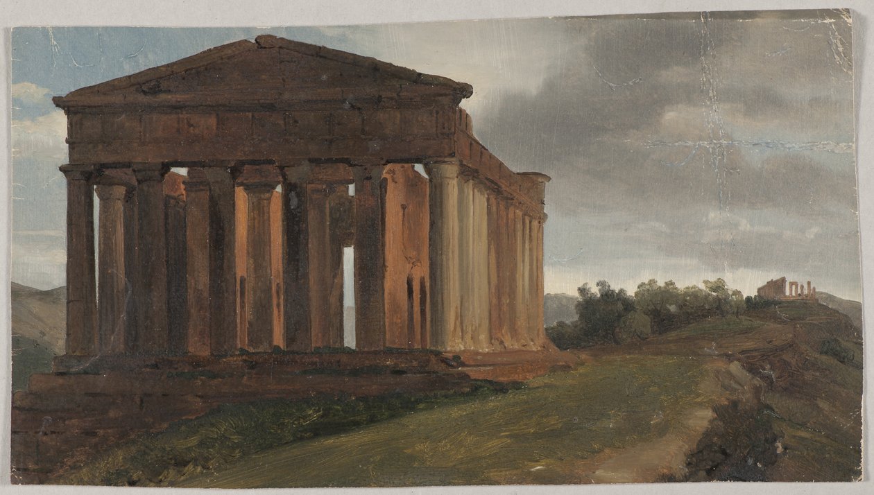 Et tempel i Agrigento, Sicilien (Olie på papir monteret på masonit) af Gustaf Soderberg