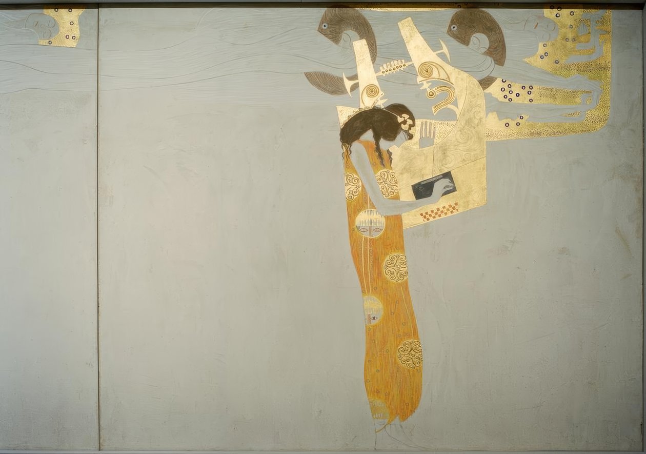 Beethoven Frise - The Levitating Genii: Poesi af Gustav Klimt