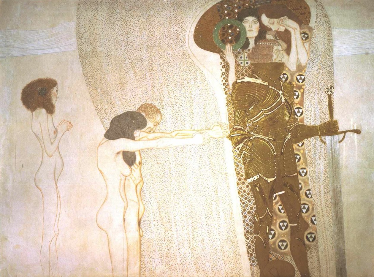 Beethoven Frieze - Længsel efter Lykke af Gustav Klimt