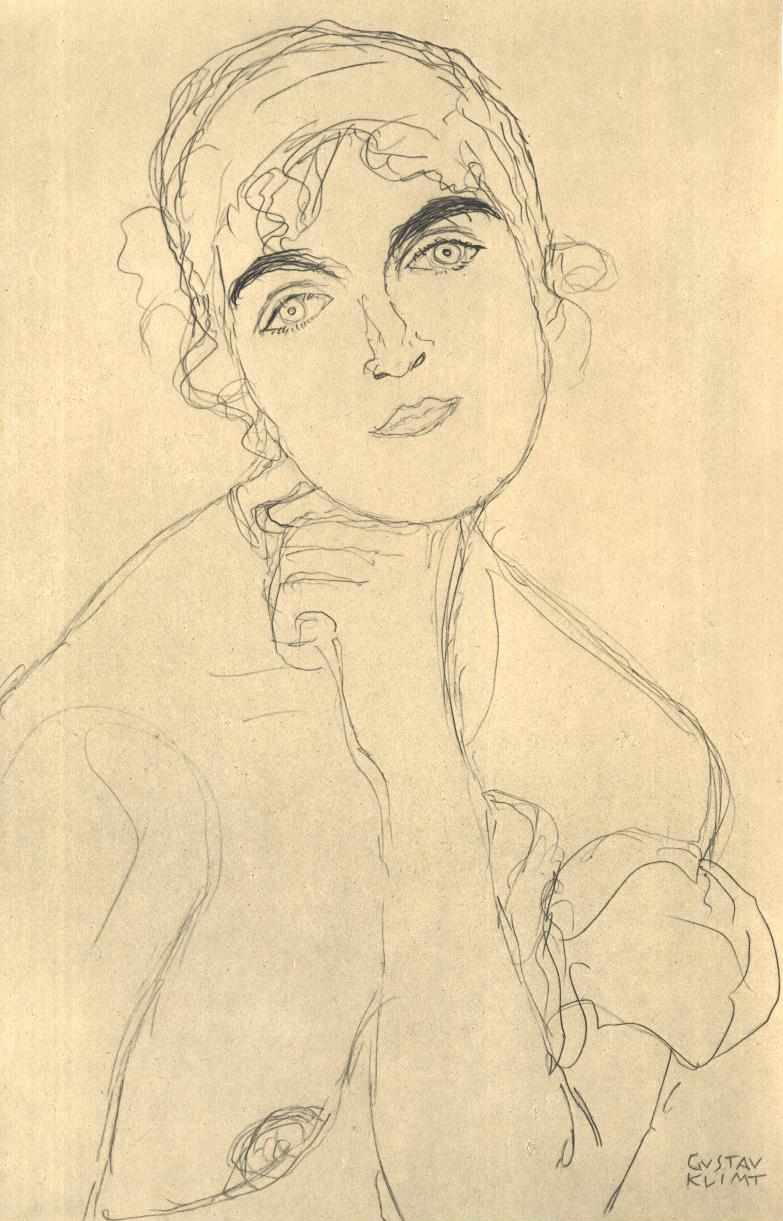 Halvlangt portræt forfra af Gustav Klimt
