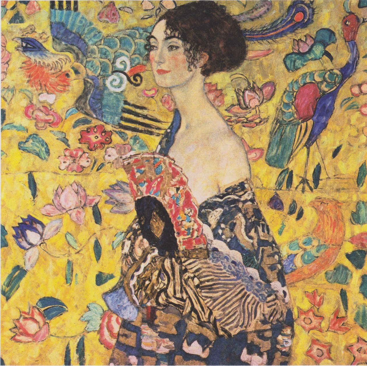 Dame med ventilator af Gustav Klimt