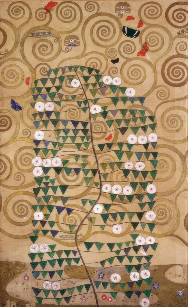 Livets træ (højre ydre del med blomstrende busk) af Gustav Klimt