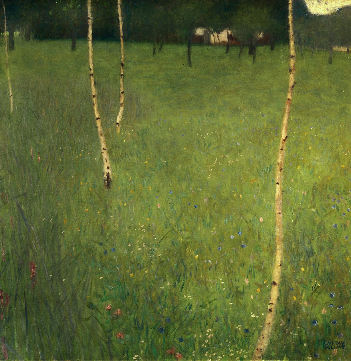 Stuehus med birketræer, 1900 af Gustav Klimt