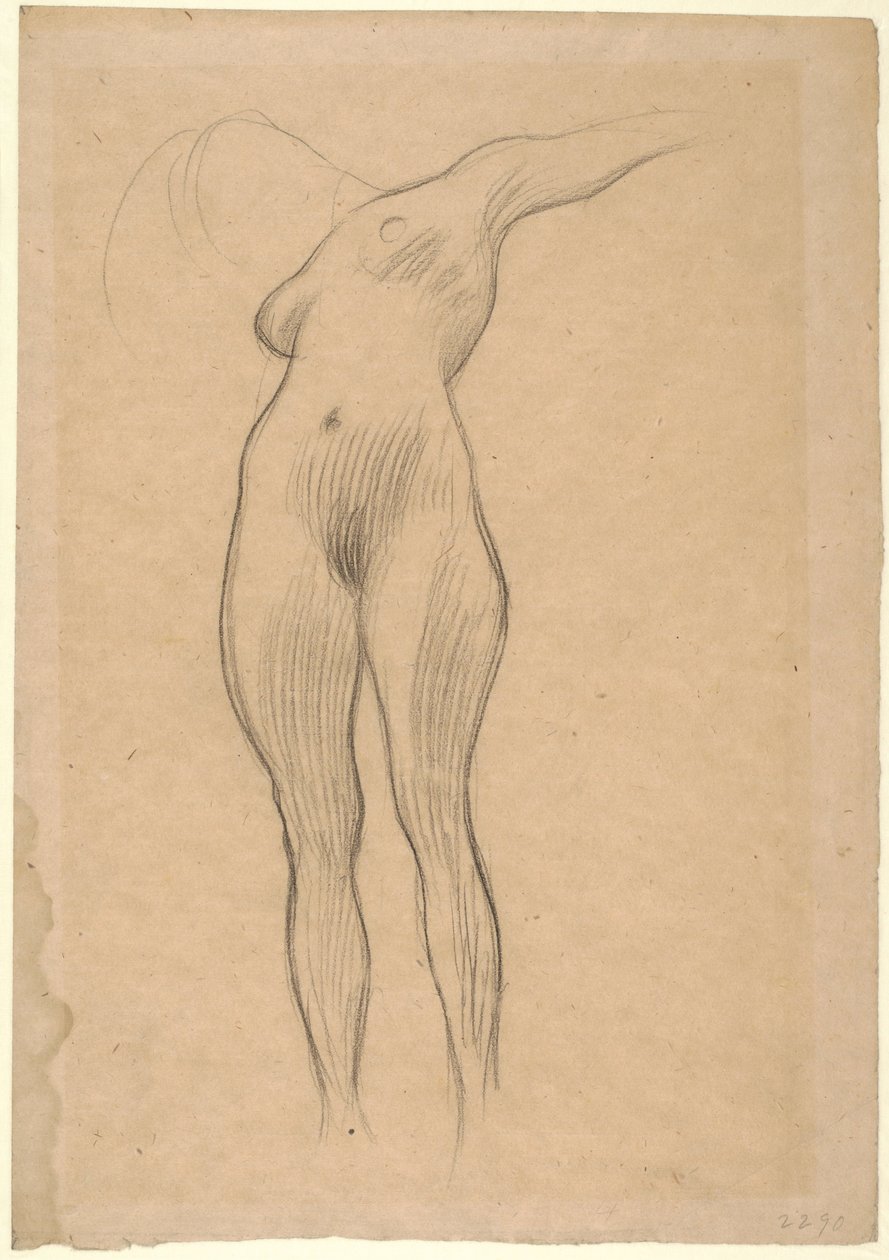 Flydende kvinde med udstrakt arm (studie til medicin), 1900-1901 af Gustav Klimt