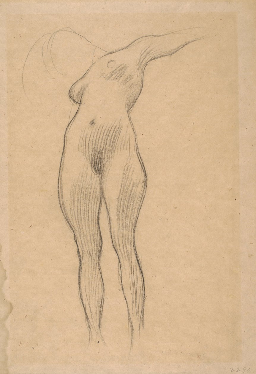 Flydende kvinde med udstrakt arm (studie til medicin), 1900-1901 af Gustav Klimt