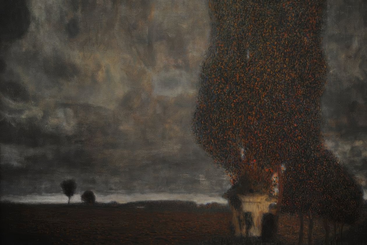 Gustav Klimt (1862–1918). østrigsk symbolistisk maler. Nærmer sig tordenvejr (Den store poppel II), 1903. Olie på lærred. Leopold Museum. Wien, Østrig. af Gustav Klimt