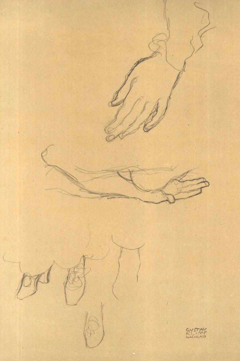 Håndstudier skoundersøgelse af Gustav Klimt