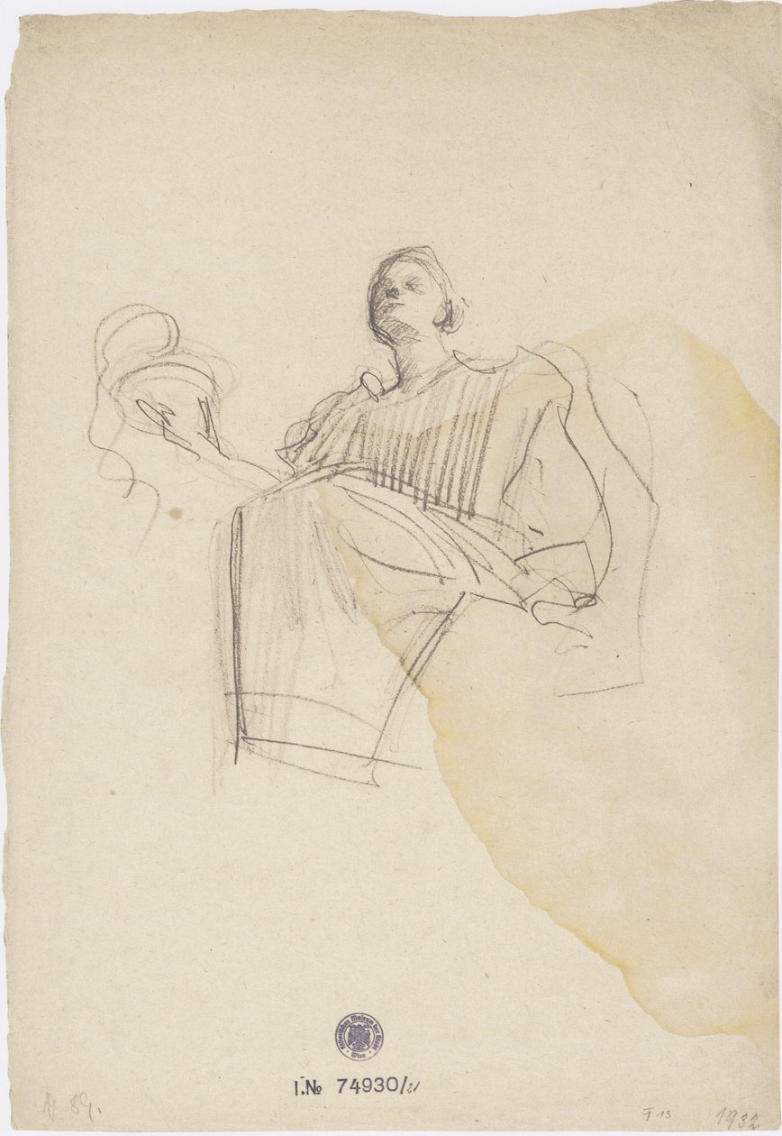 Hygieia sad til venstre, skålen med slangen fra Asclepius af Gustav Klimt