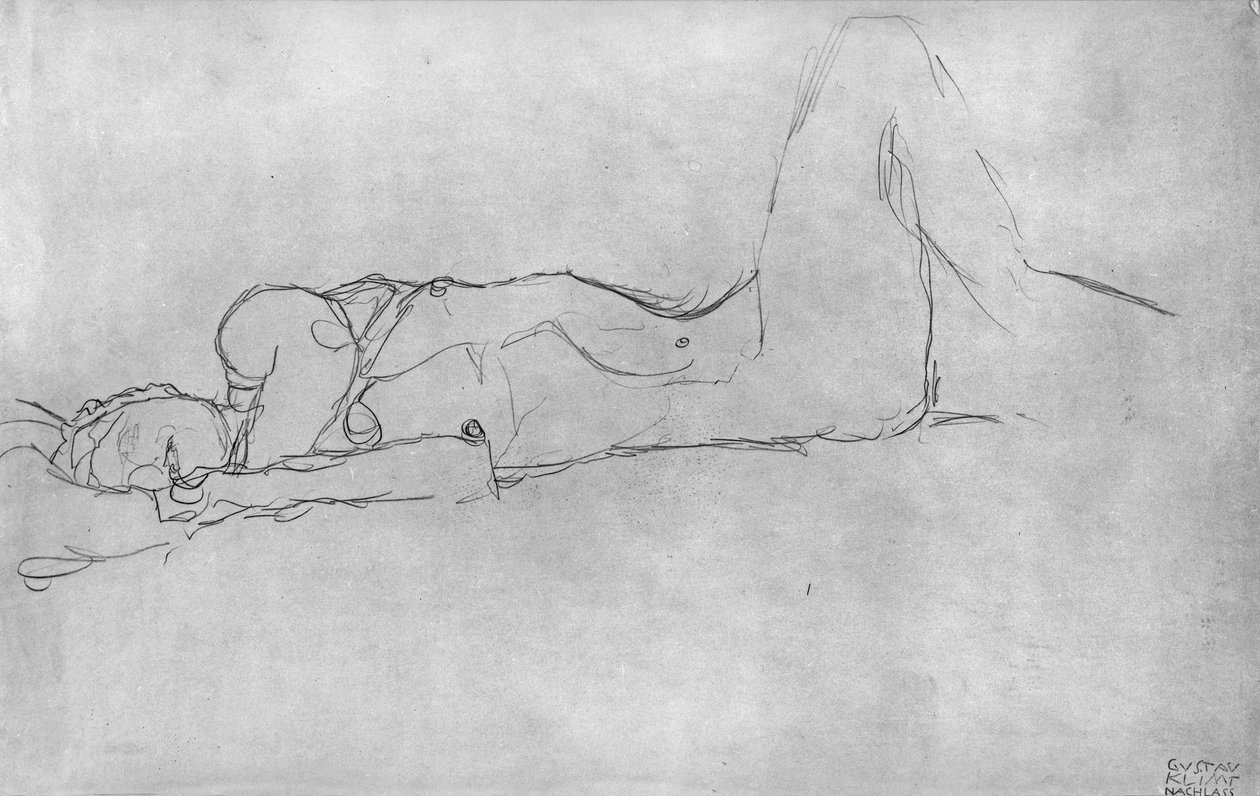 Liggende nøgen kvinde af Gustav Klimt