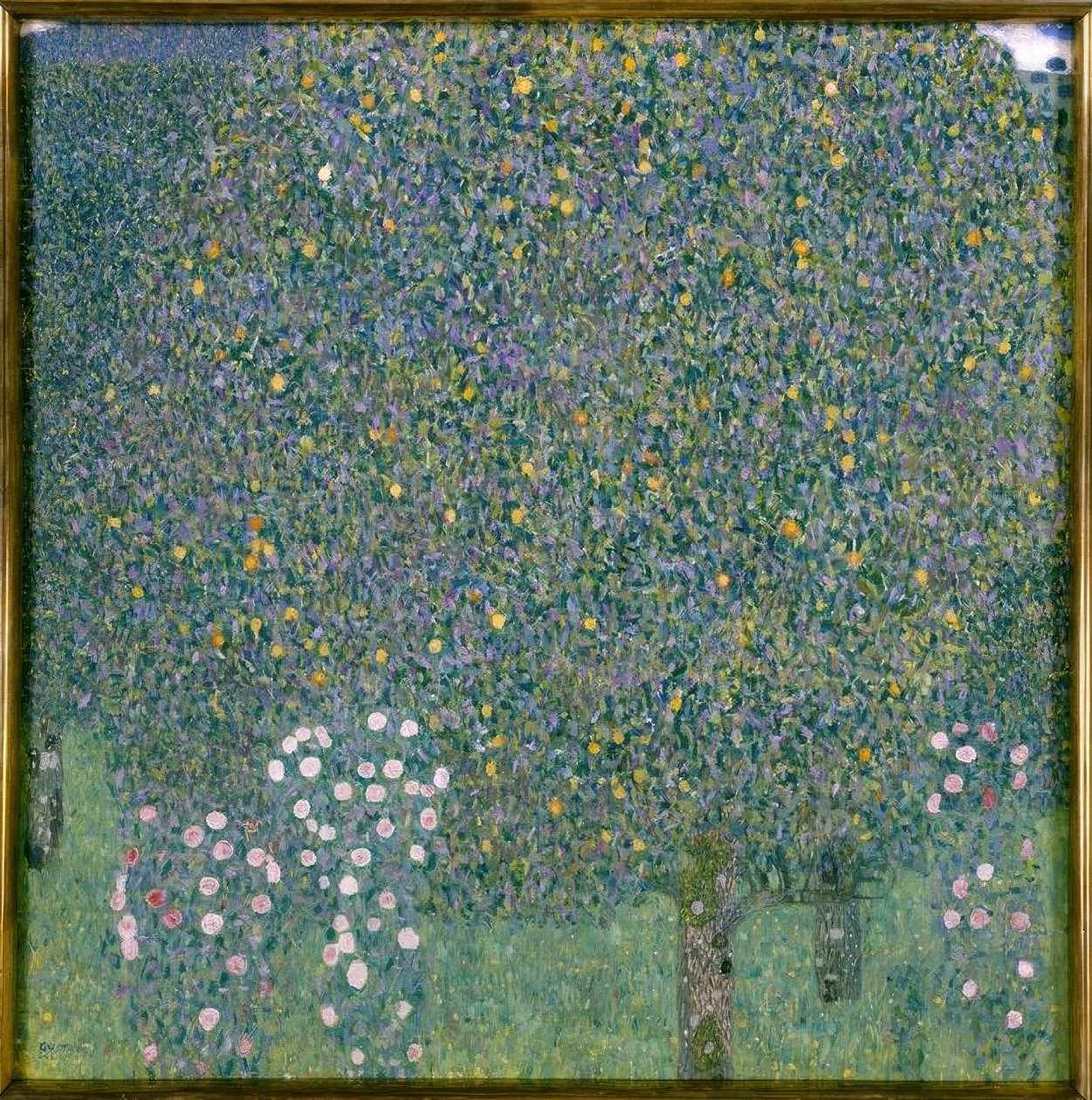 Rosenbuske under træer af Gustav Klimt