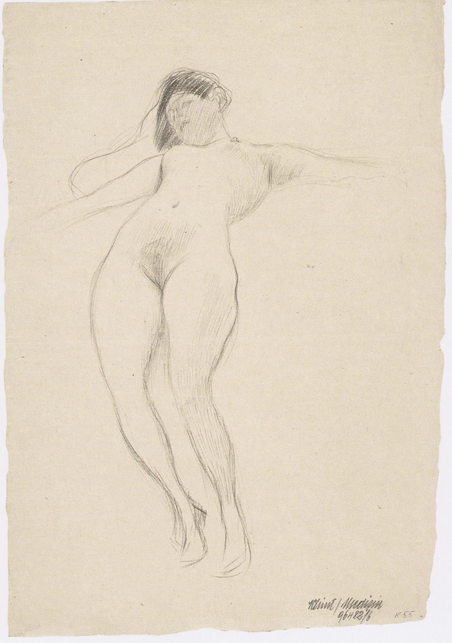 Levitating med udstrakte arme af Gustav Klimt