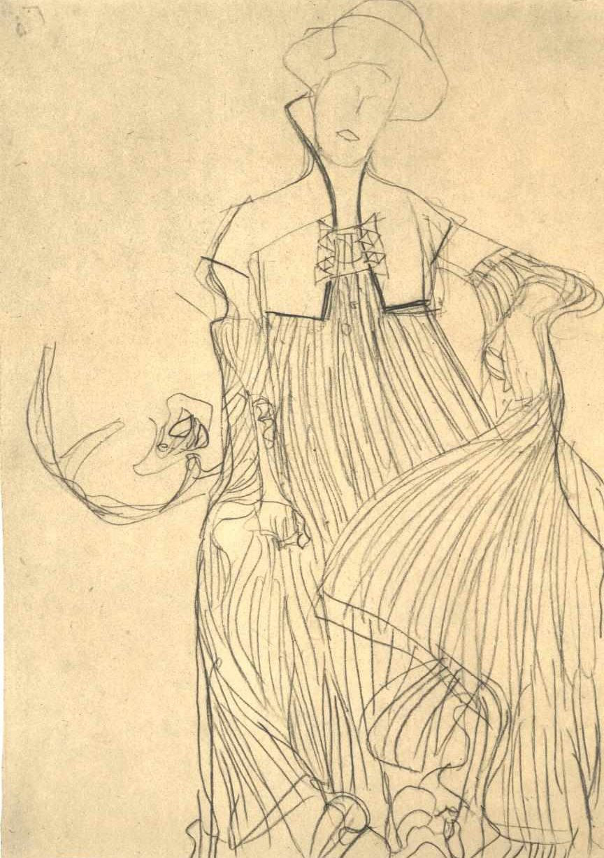 Siddende forfra 002 af Gustav Klimt