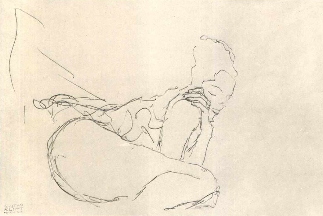 Sidder halv tid til højre af Gustav Klimt