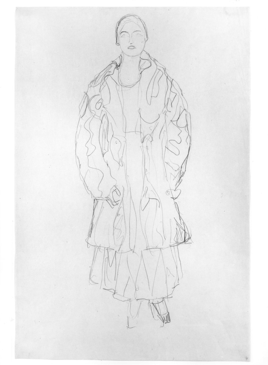 Stående kvinde med frakke, 1916 af Gustav Klimt