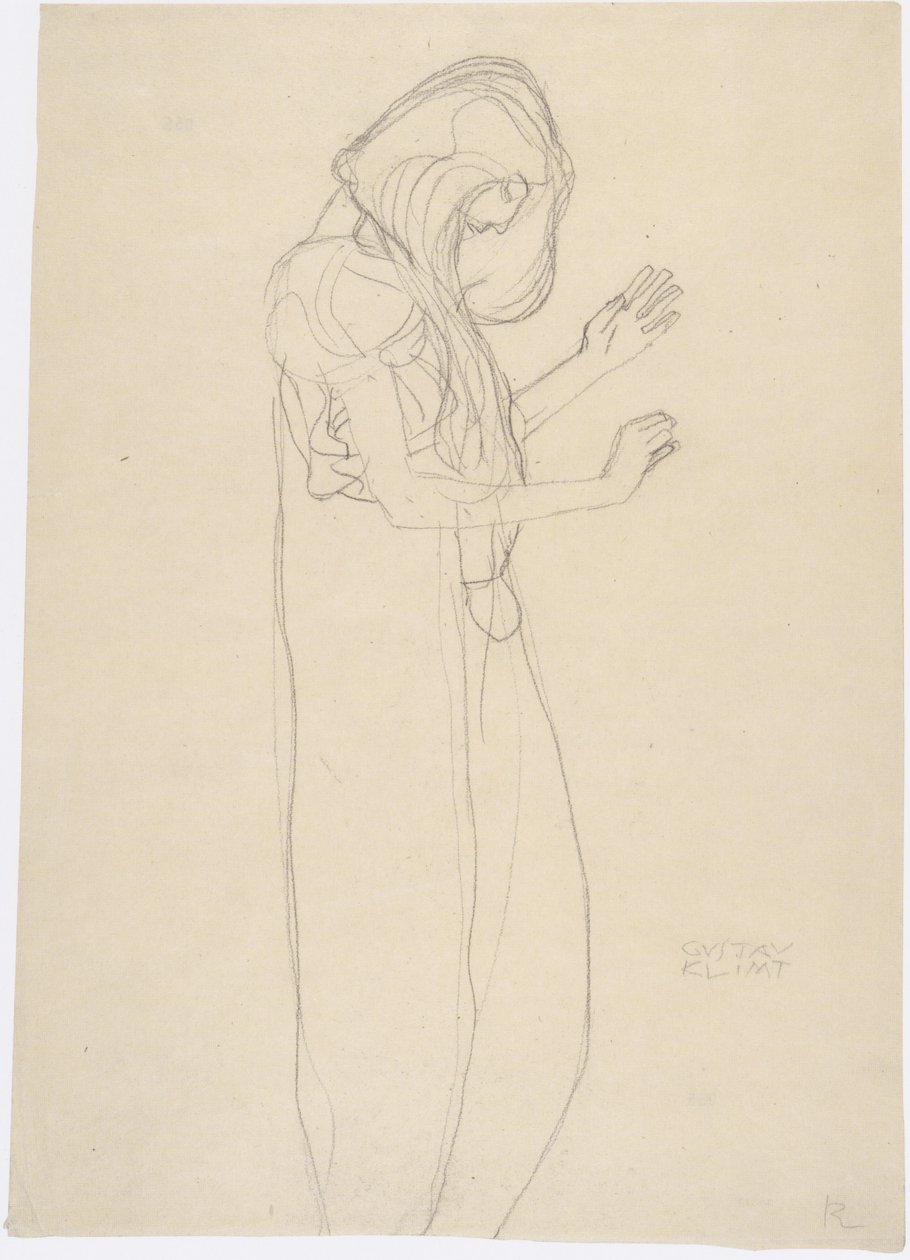 Stående kvindefigur til højre af Gustav Klimt