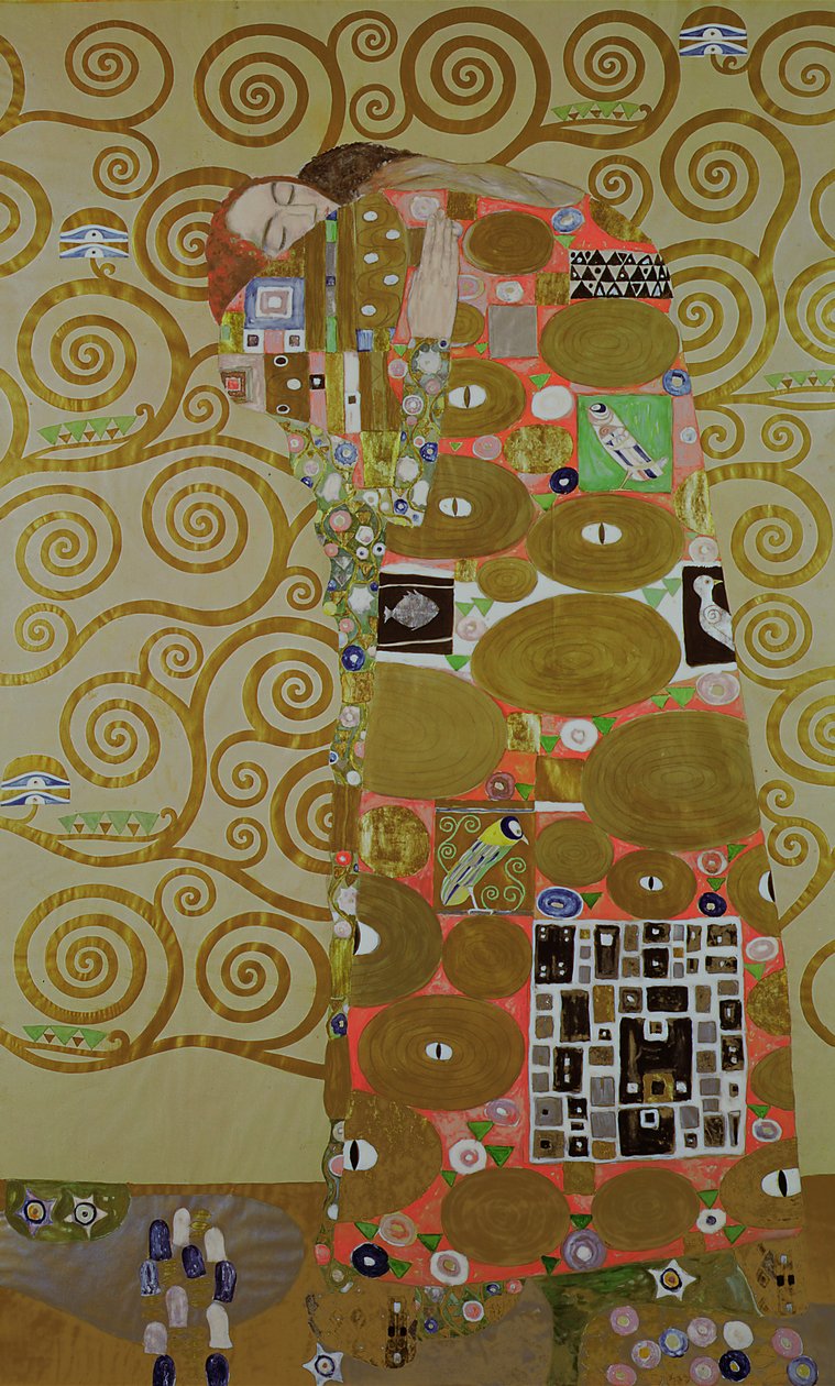Study for Fulfilment, ca.1905-09 (wc og guld på papir) (se 65884) af Gustav Klimt