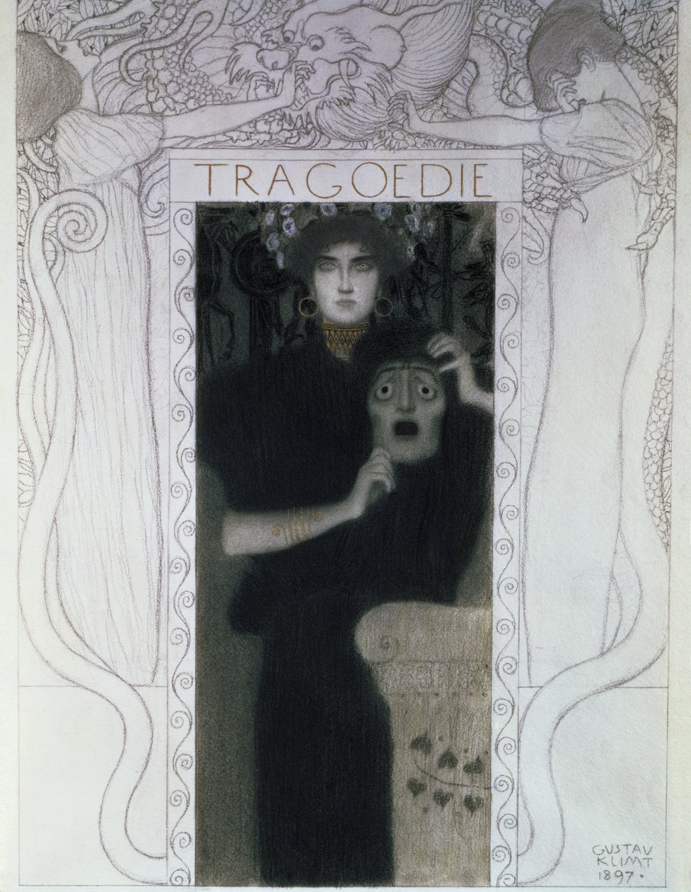 Tragedie, 1897 (tegning) af Gustav Klimt