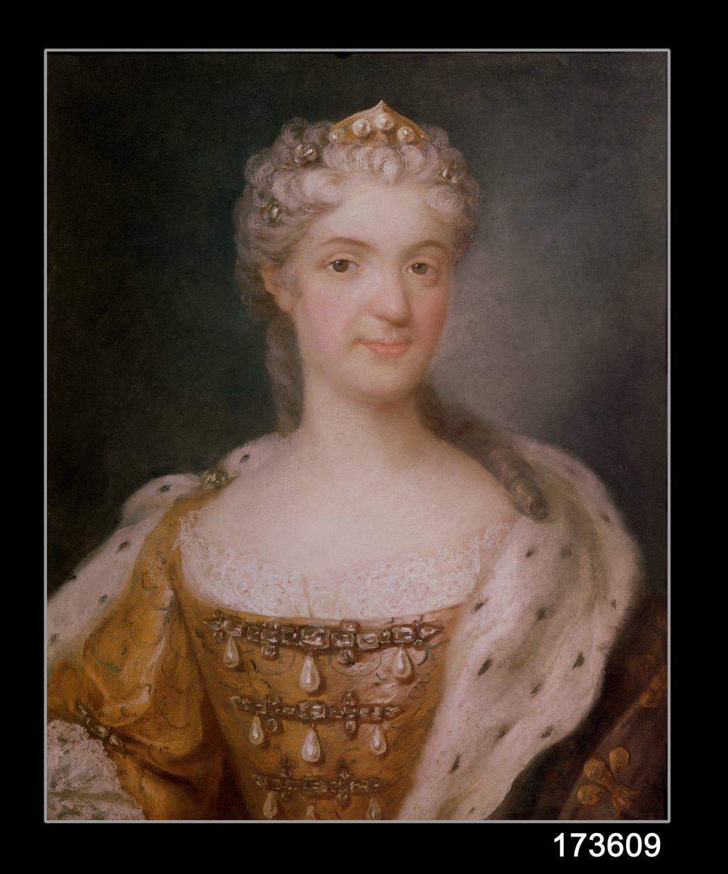 Portræt af Marie Leczinska (1703-68) Dronning af Frankrig (pastel på papir) (se 173610 for par) af Gustaf Lundberg