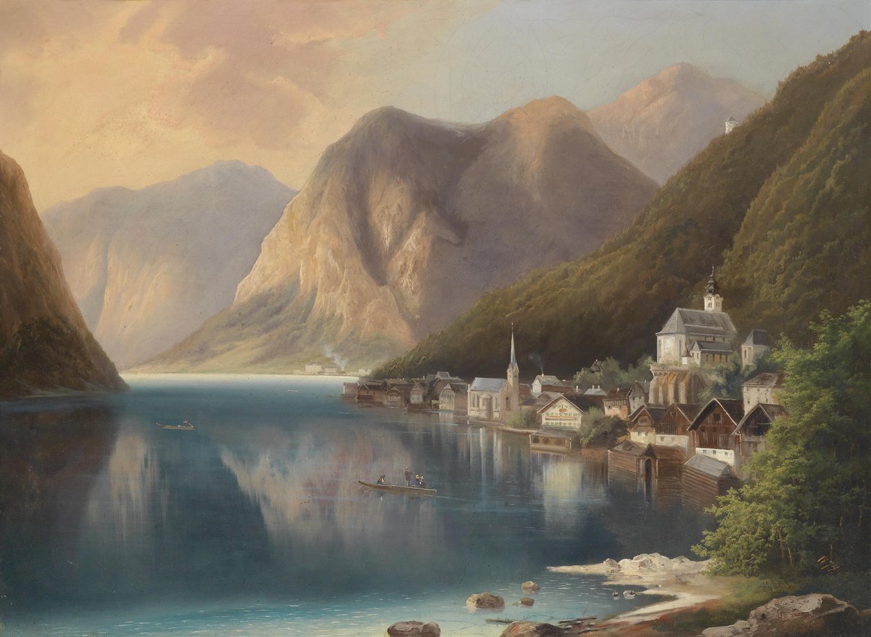 Udsigt over Hallstadt af Gustav Barbarini