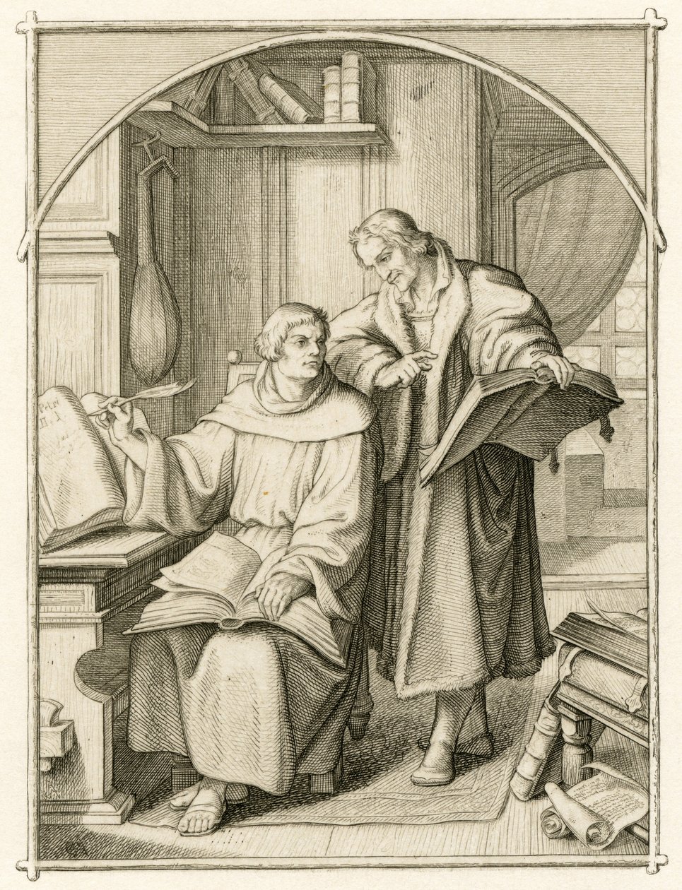 Martin Luther og Philipp Melanchthon (Philippe, Philippus Melanchthon af Gustav Ferdinand Leopold Konig