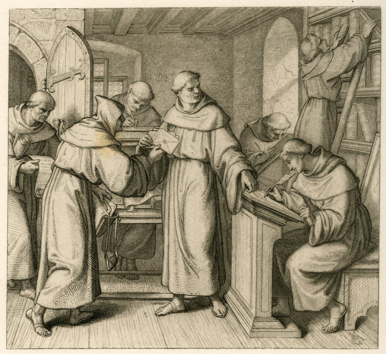 Martin Luther som generalvikar for Augustiner-klostret. Illustration fra: "" Dr. Martin Luther den tyske reformator "" , illustreret af Gustav Koenig, udgivet af Rudolf Besser, Gotha af Gustav Ferdinand Leopold Konig