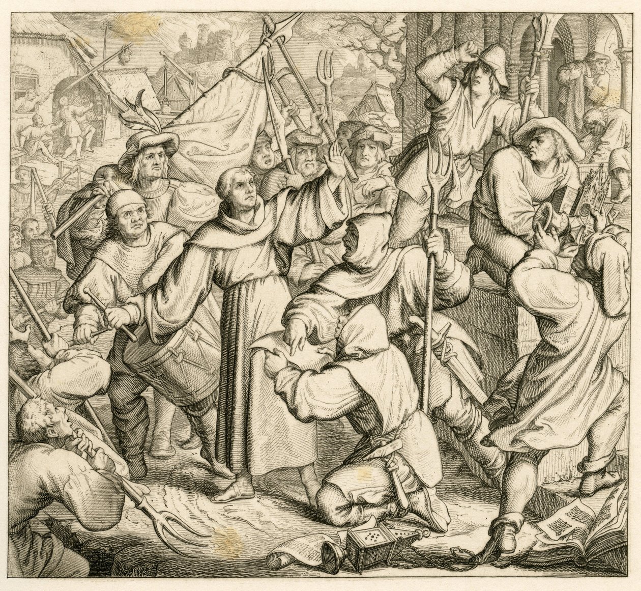 Martin Luther prædiker i Seeburg mod Bondekrigen af Gustav Ferdinand Leopold Konig