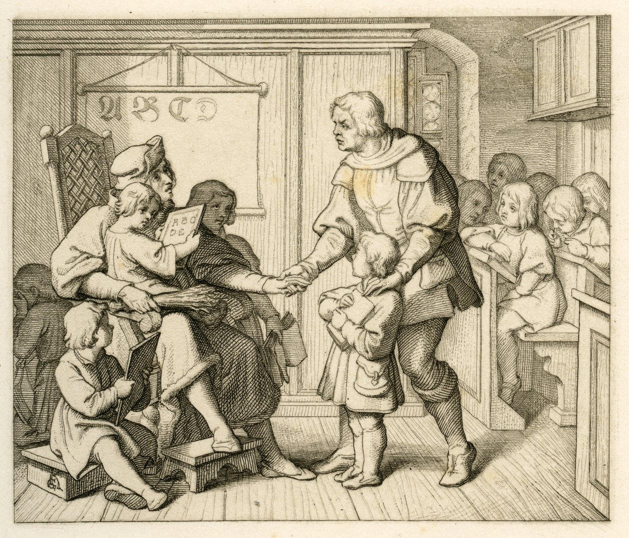 Martin Luthers indskrivning på skolen i Mansfield af Gustav Ferdinand Leopold Konig