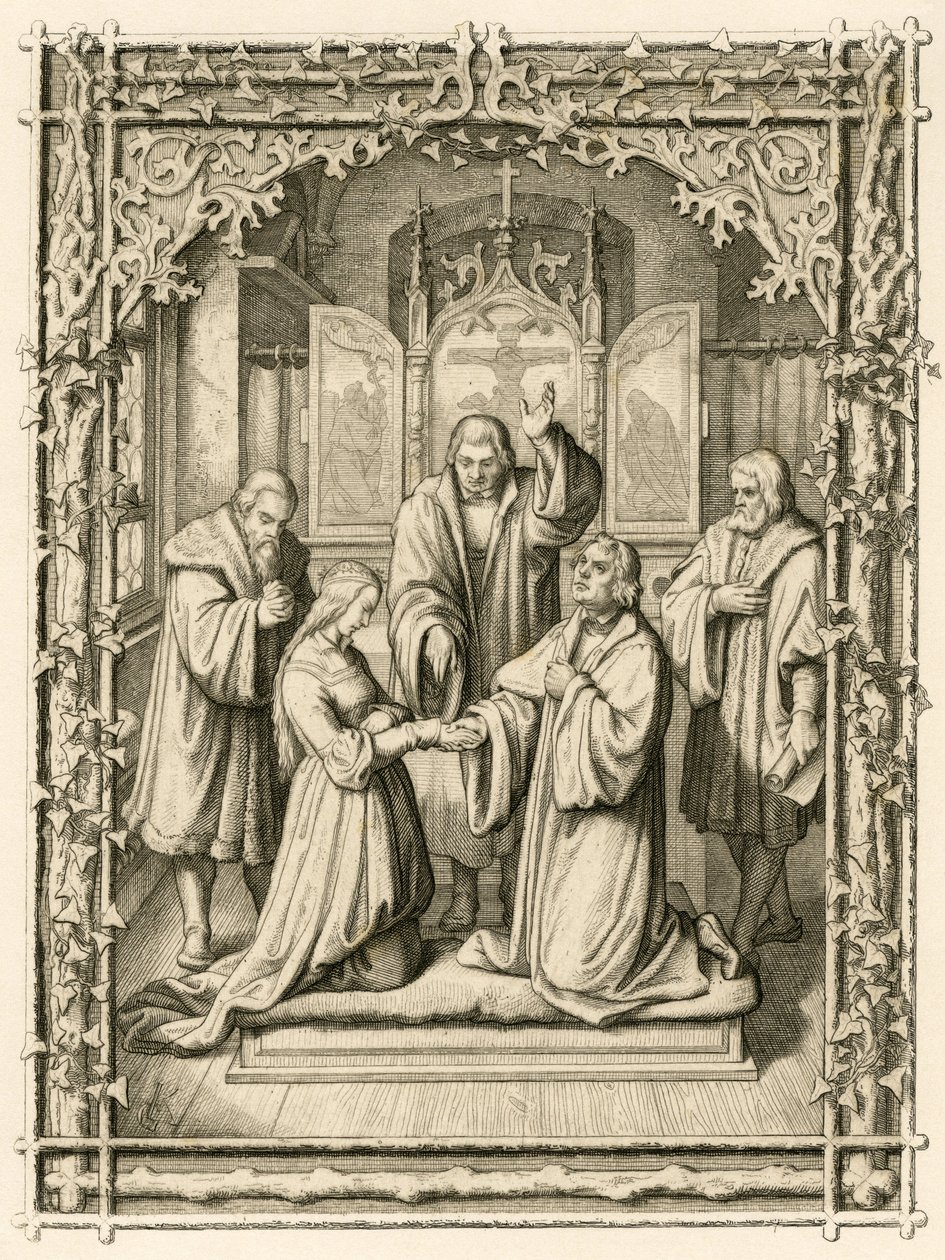 Brylluppet Martin Luther og Katharina von Bora (Catherine de Bore af Gustav Ferdinand Leopold Konig