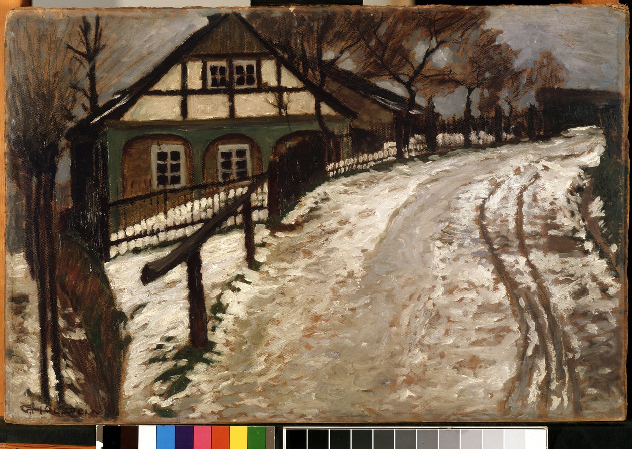 ""Tøet"" (Tø) Vinterlandskab på landet, når sneen smelter. Maleri af Gustav Holstein (1876-?) Mikalojus Konstantinas Ciurlionis Fine Arts Museum, Kaunas, Litauen af Gustav Holstein