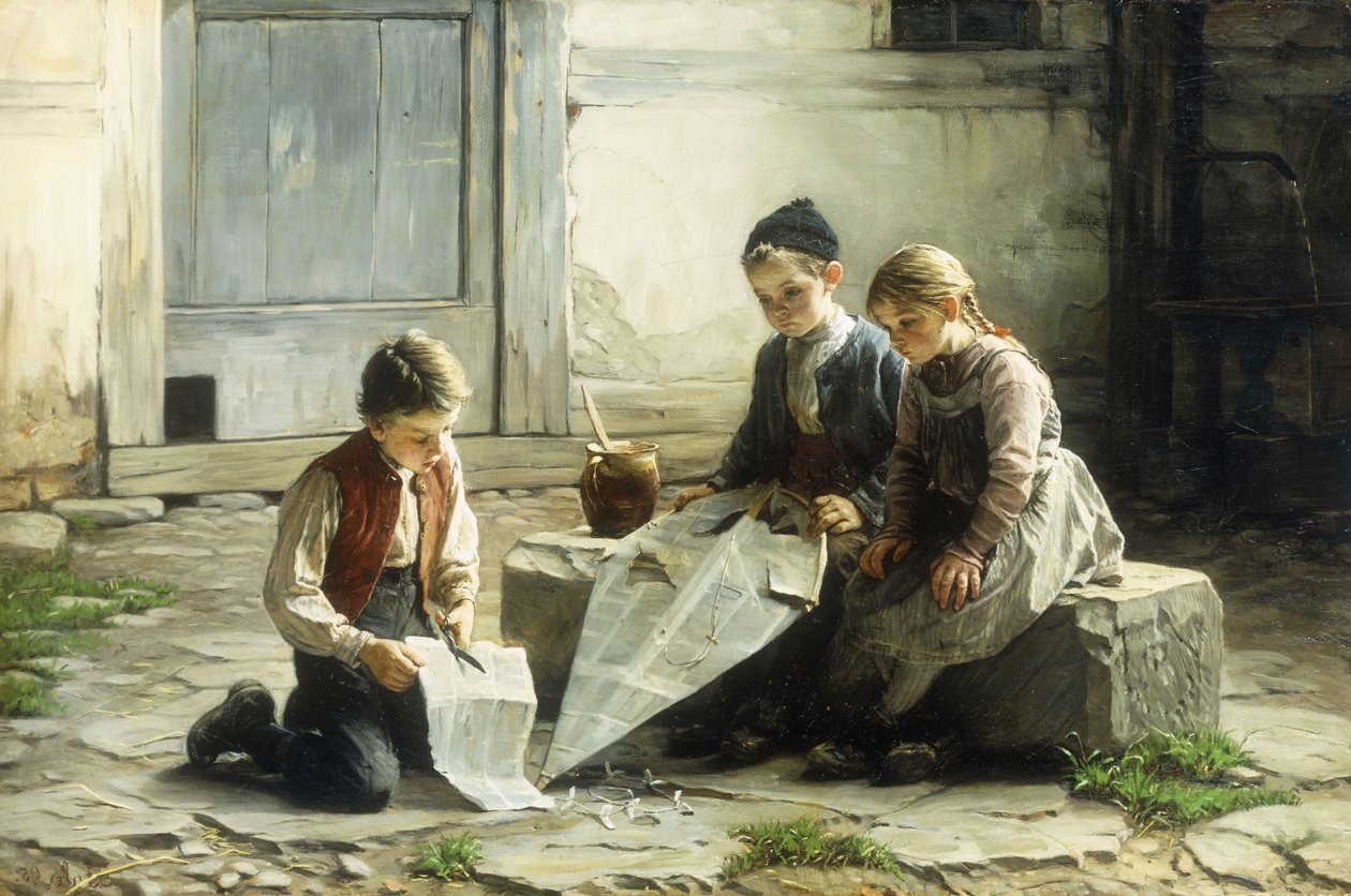 Reparation af dragen, 1895 af Gustav Igler