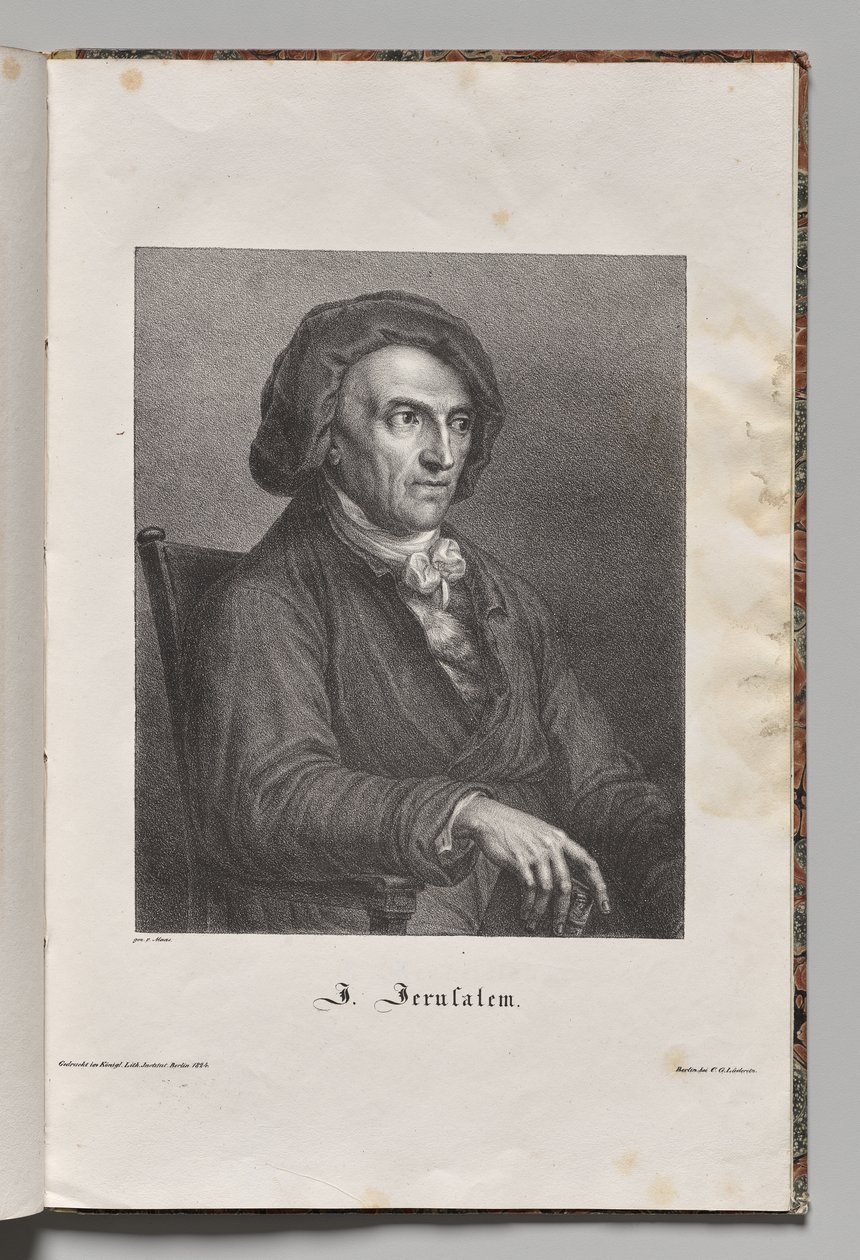 Tysklands berømte forfattere: Portræt af Johann Friedrich Wilhelm Jerusalem af Gustav Karl Friedrich Luderitz