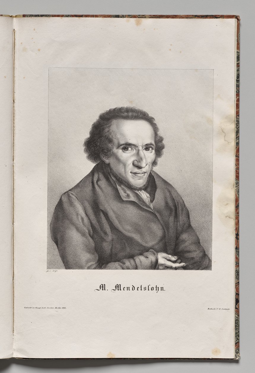 Tysklands berømte forfattere: Portræt af Moses Mendelssohn af Gustav Karl Friedrich Luderitz