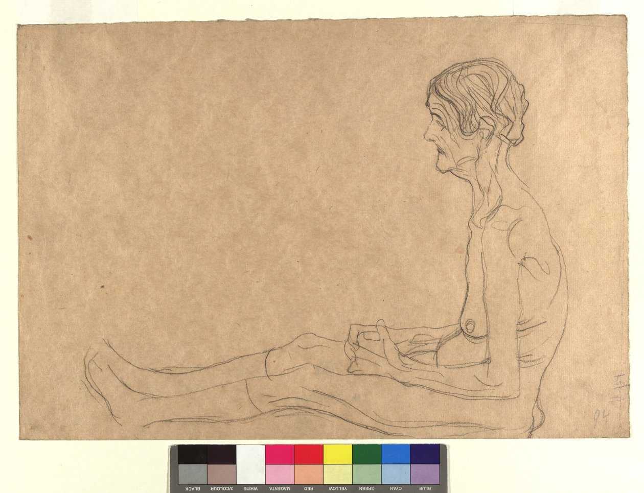 Aktstudie einer sitzenden alten Frau af Gustav Klimt
