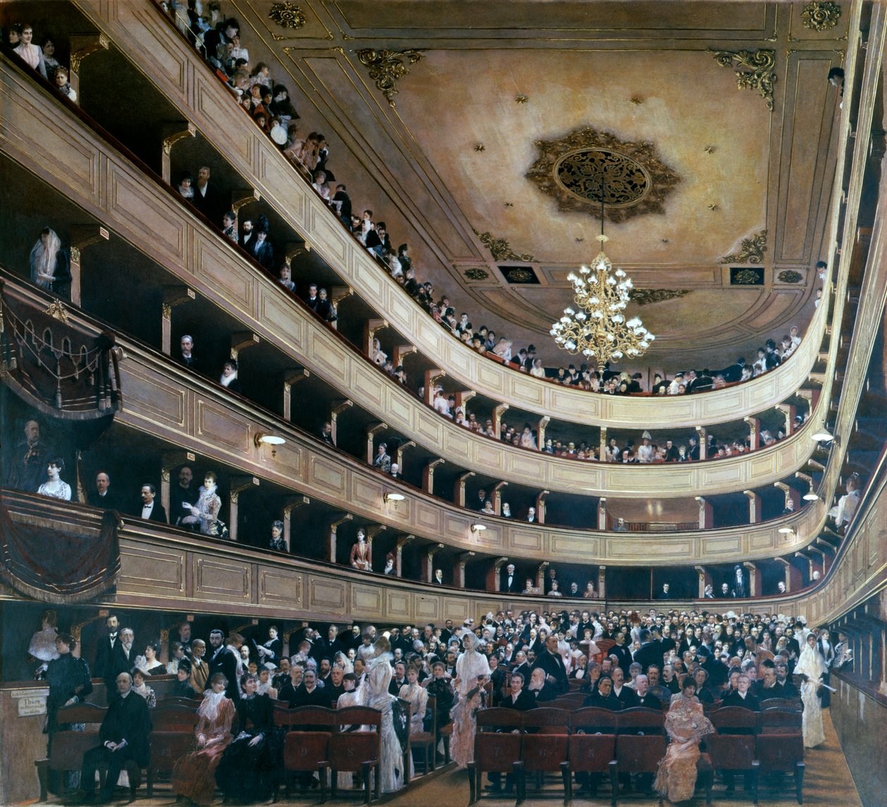 Auditorium i det gamle Burgtheater, Wien, 1888 af Gustav Klimt