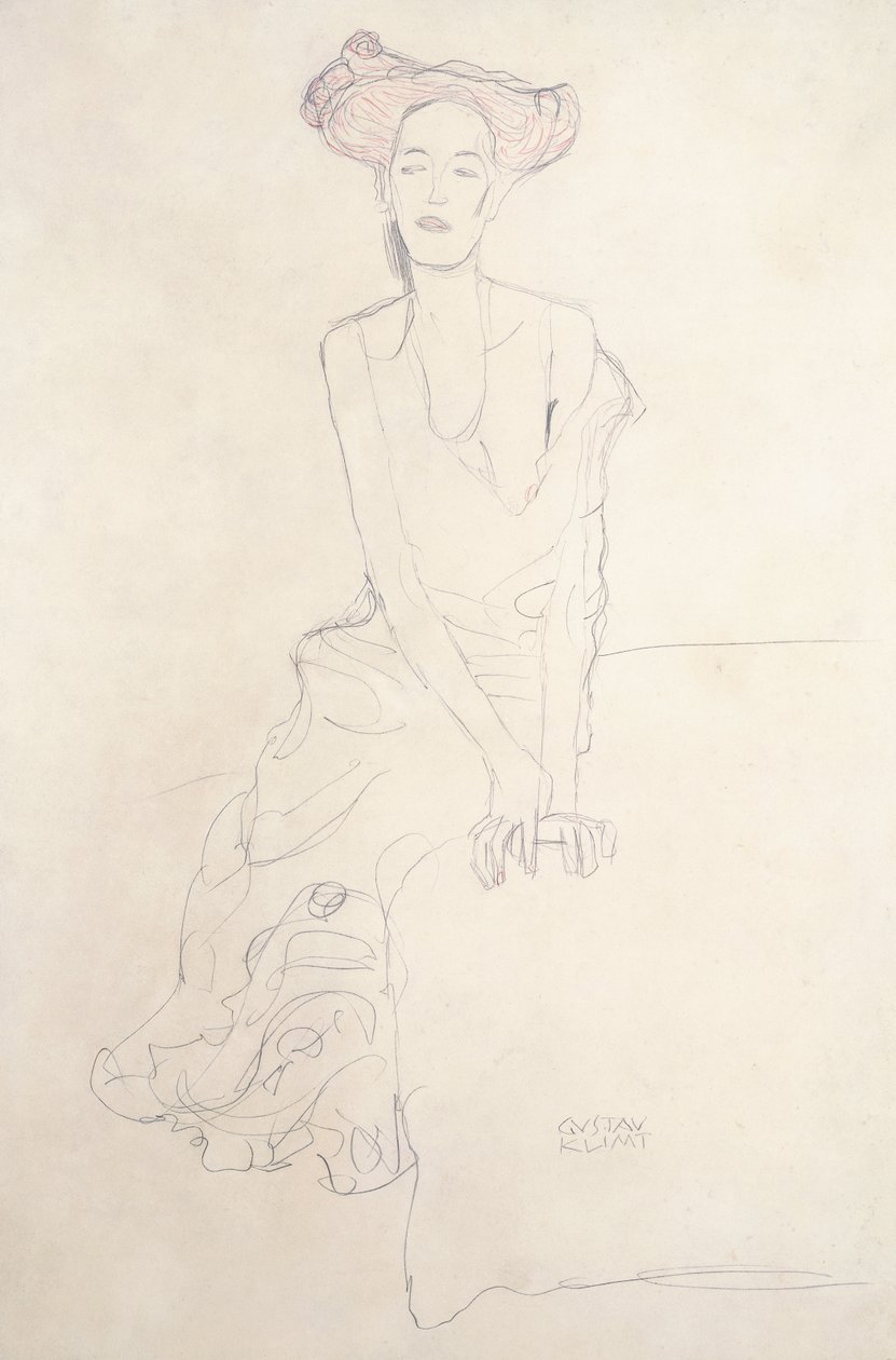 Aug Ruhubeit den unge kvinde, der forsørger sig selv med sine hænder, 1908 af Gustav Klimt
