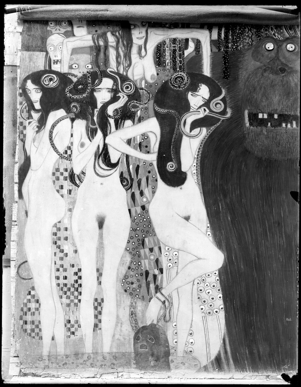 Beethoven-frise: detalje fra "Die feindlichen Gewalten" af Gustav Klimt