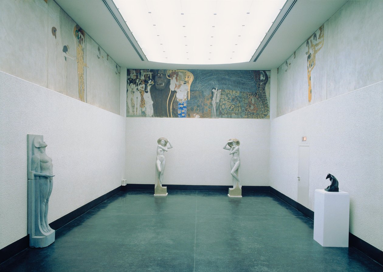 Beethoven-frisen: Længslen efter lykke - baseret på Richard Wagners fortolkning af Ludwig van Beethovens Symfoni nr. IX af Gustav Klimt