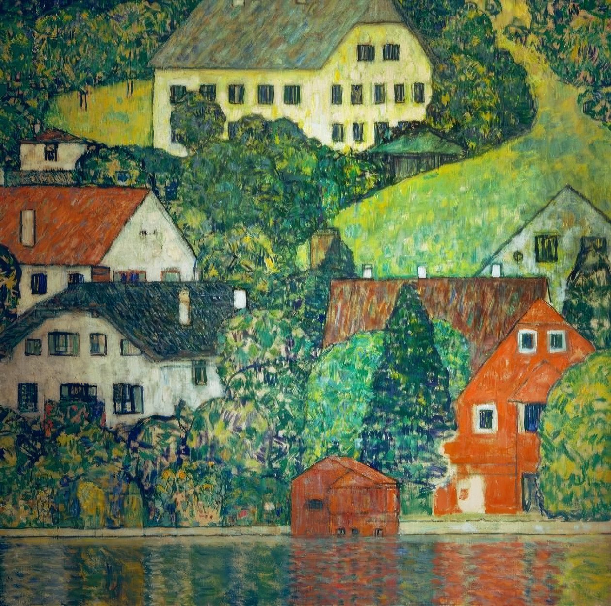 Huse i Unterach am Attersee af Gustav Klimt
