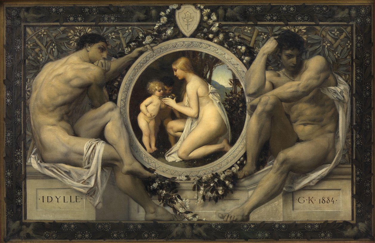 Idyl (Forlæg til: Gerlach & Schenk, Allegorier og emblemer, nr. 75) af Gustav Klimt