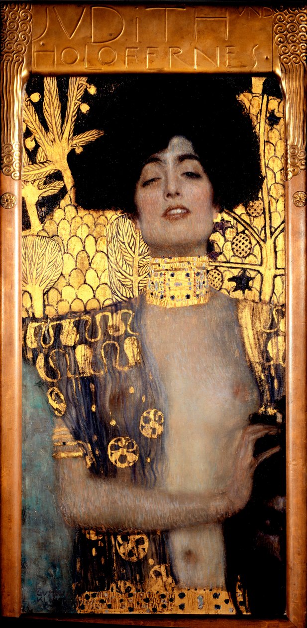 Judith og Holofernes Hoved (Jodith I o Judith und Holofernes) Maleri af Gustav Klimt (1862-1918) 1901 Søn. 84x42 cm Oesterreichische Gallery im Belvedere, Wien, Østrig af Gustav Klimt