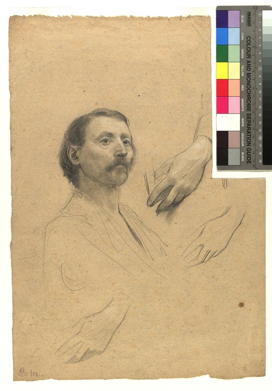 Hoved- og håndstudie til et herreportræt af Gustav Klimt