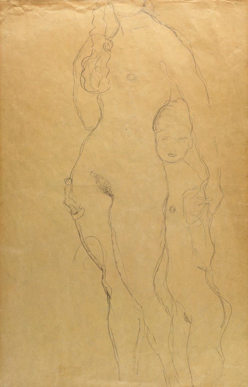 Mor og datter (blyant på papir) af Gustav Klimt